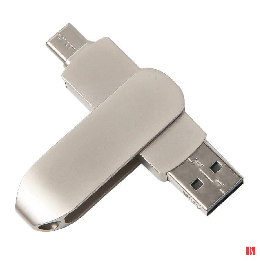 USB flash-карта CIRCLE OTG Type-C (8Гб), серебристая, 6,5х1,5х0,82 см, металл