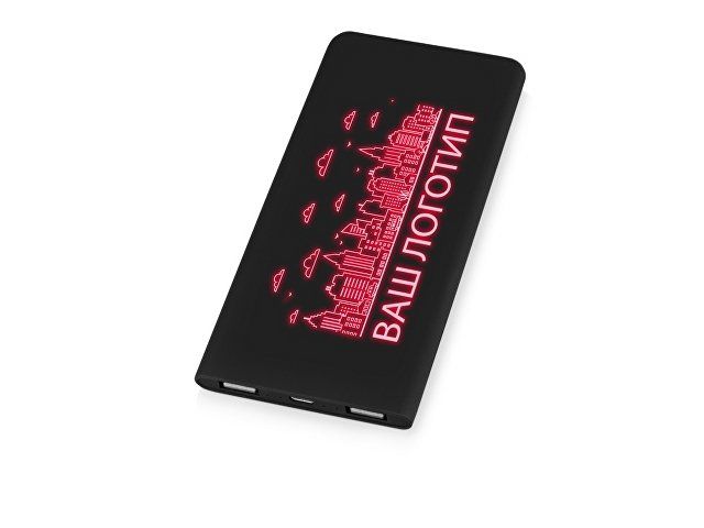 Купить Портативное зарядное устройство с красной подсветкой логотипа «Faros», soft-touch, 4000 mAh Портативное зарядное устройство с красной подсветкой логотипа «Faros», soft-touch, 4000 mAh