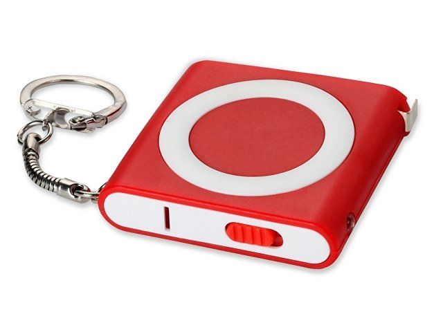 Купить Брелок-рулетка с фонариком, 1 м., красный/белый Брелок-рулетка с фонариком, 1 м., красный/белый