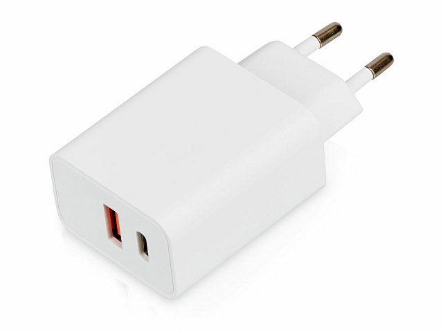 Купить Сетевое зарядное устройство c выходами USB-A и USB-C «Recharger», 10 Вт, белый Сетевое зарядное устройство c выходами USB-A и USB-C «Recharger», 10 Вт, белый