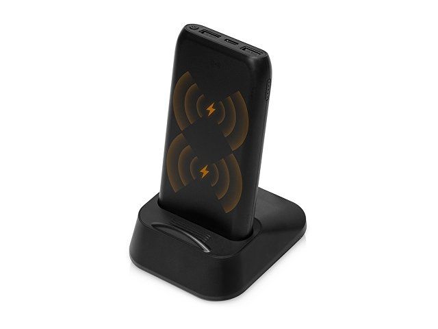 Купить Портативное беспроводное зарядное устройство с док-станцией "Uniq", 10000 mah, черный Портативное беспроводное зарядное устройство с док-станцией "Uniq", 10000 mah, черный