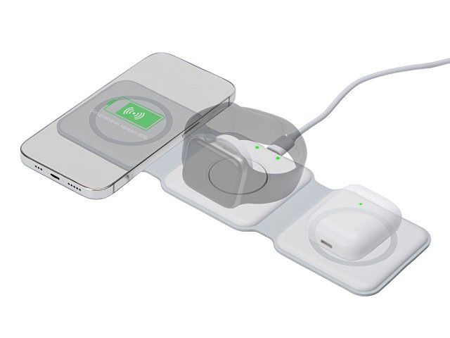 Купить Беспроводное зарядное устройство 3-в-1 «Road», 15 Вт, белый Беспроводное зарядное устройство 3-в-1 «Road», 15 Вт, белый