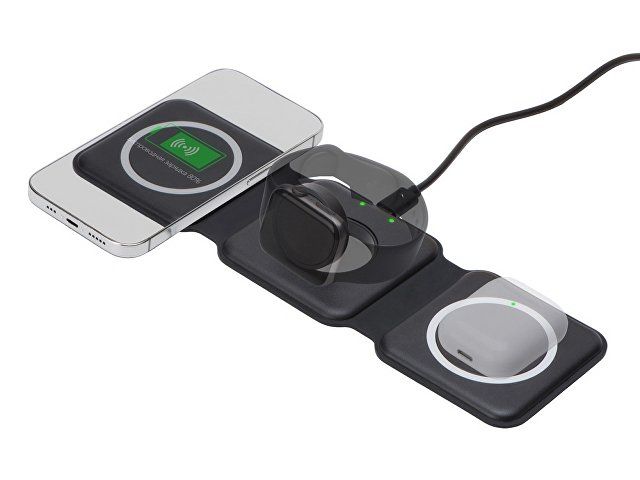 Купить Беспроводное зарядное устройство 3-в-1 «Road», 15 Вт, черный Беспроводное зарядное устройство 3-в-1 «Road», 15 Вт, черный