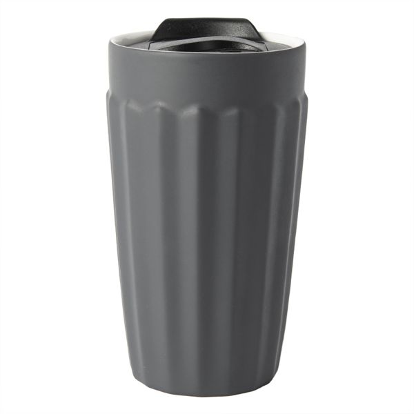 Купить Стакан ZODIAC с крышкой, темно-серый, 345мл, D=8,5см,H=15,5см, тонкая керамика Стакан ZODIAC с крышкой, темно-серый, 345мл, D=8,5см,H=15,5см, тонкая керамика