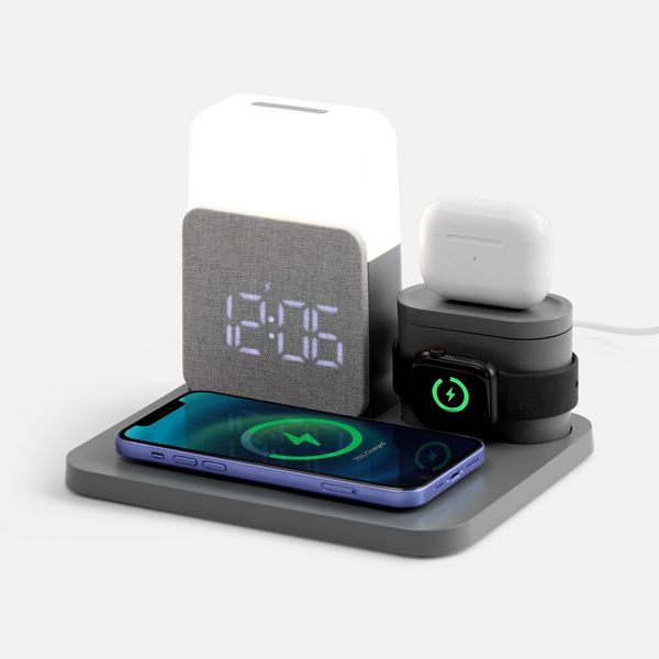 Купить Зарядная станция с часами и подсветкой Large Charge ver.2, серая Зарядная станция с часами и подсветкой Large Charge ver.2, серая