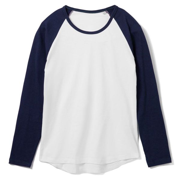 Купить Футболка женская с длинным рукавом Milky Lsl, белая с темно-синим Футболка женская с длинным рукавом Milky Lsl, белая с темно-синим