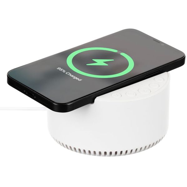 Купить Bluetooth-колонка с беспроводной зарядкой relaxTime, белая Bluetooth-колонка с беспроводной зарядкой relaxTime, белая